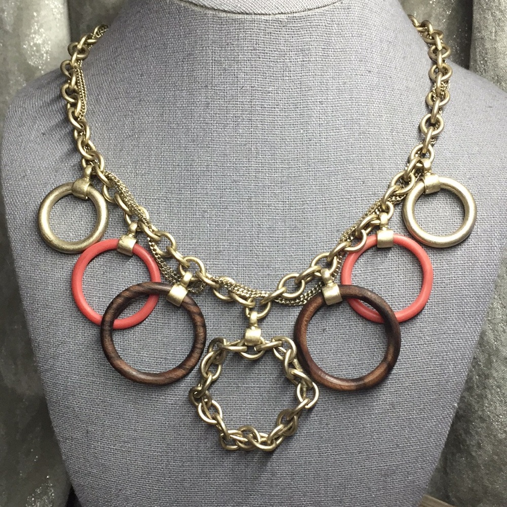NWT Kenneth Cole Gold toned wooden necklace